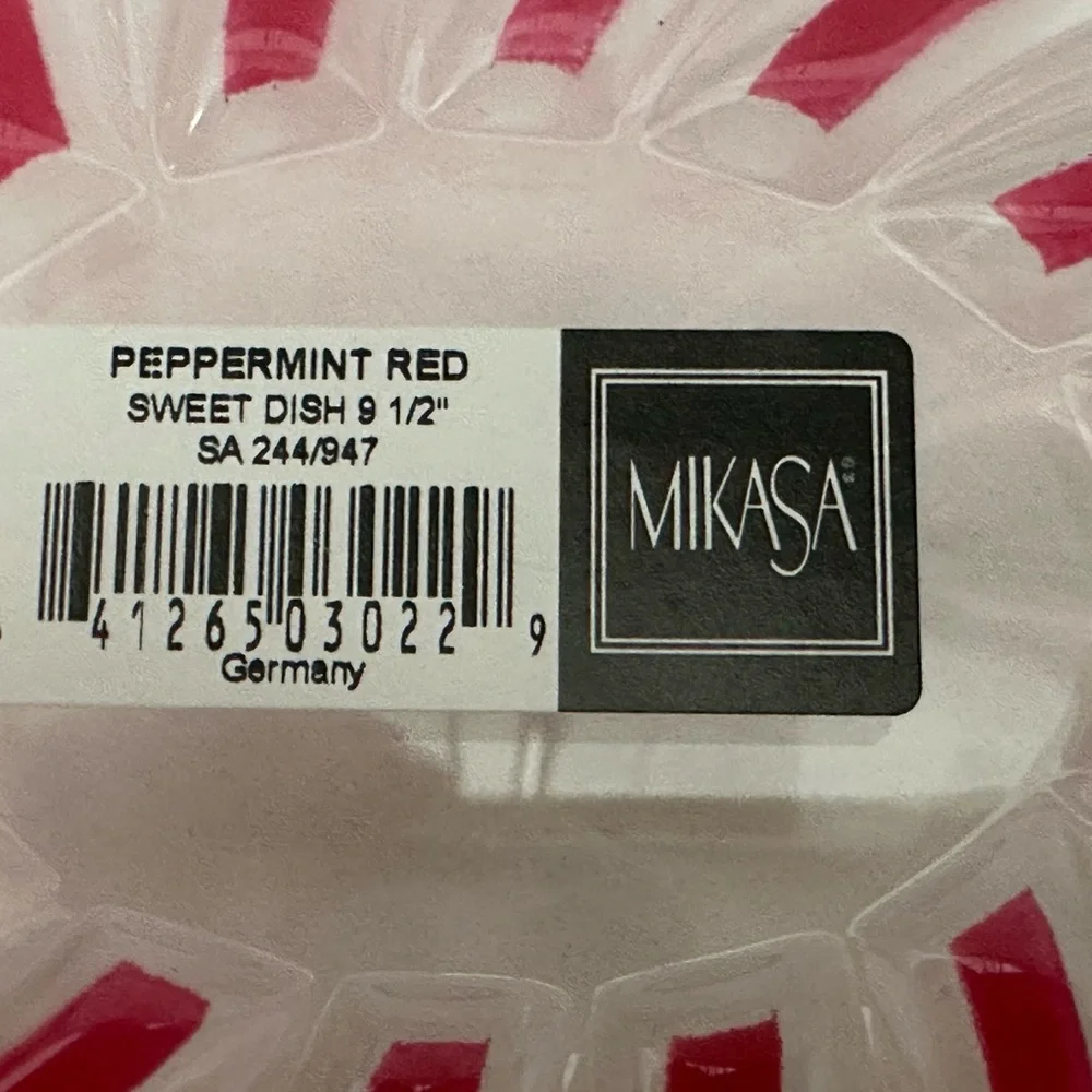 Vintage Mikasa Peppermint Red Swirl Candy Dish 9 1/2